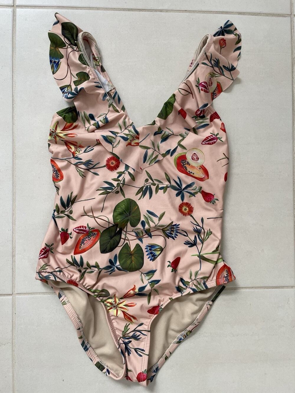 Free Press Swim One Piece Swimsuit Floral Print Plunge Swimwear
